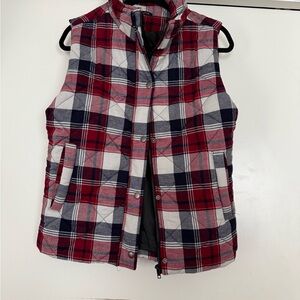 Red and Blue Plaid Puffer Vest